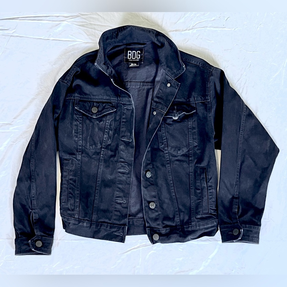 BDG Women Oversized Black Denim Jean Jacket size XS Petite